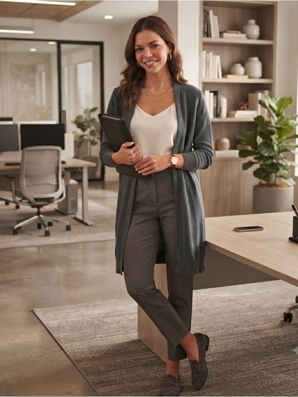 Gray Open-Front Cardigan - Picture 3 of 11